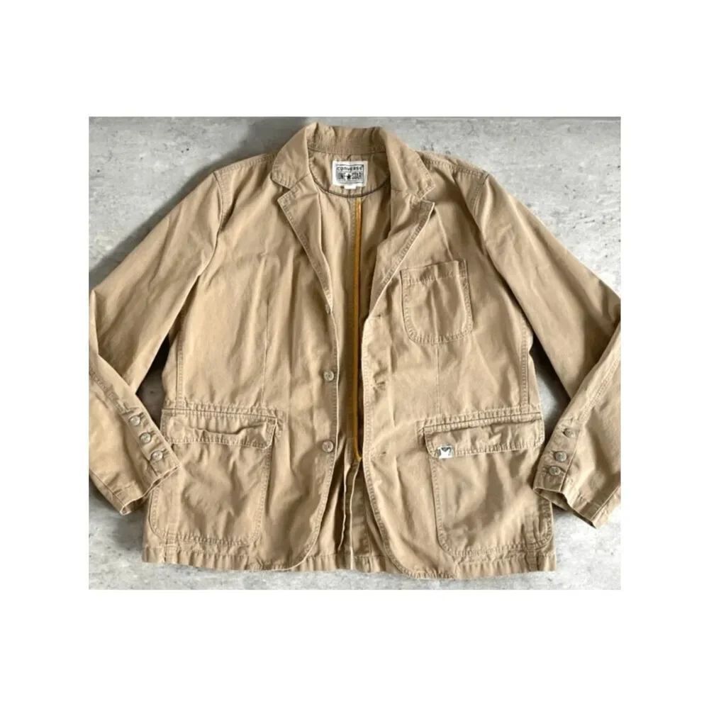 Converse One Star Gorgeous XL 100% Cotton Men Tactical Utility Tan Blazer Jacket